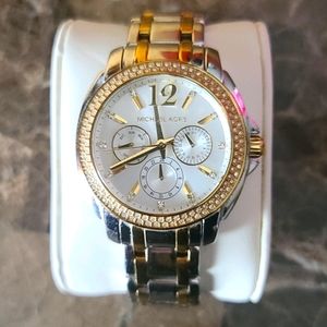 MICHAEL KORS silver and gold watch with crystals